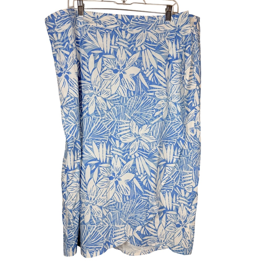 RipSkirt Hawaii Modern Tropics Dusty Blue‎ Floral Wrap Skirt XXL NWT Vacation